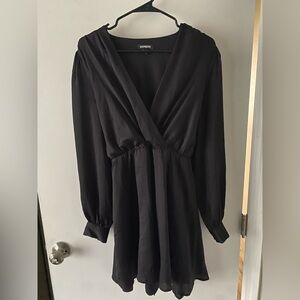 Express satin black long sleeve dress